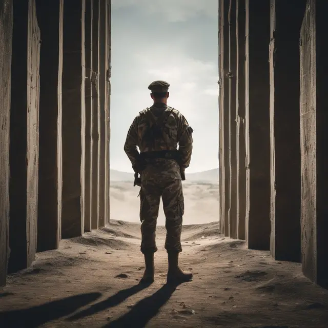 Soldier protecting financial future with shield and retirement accounts
