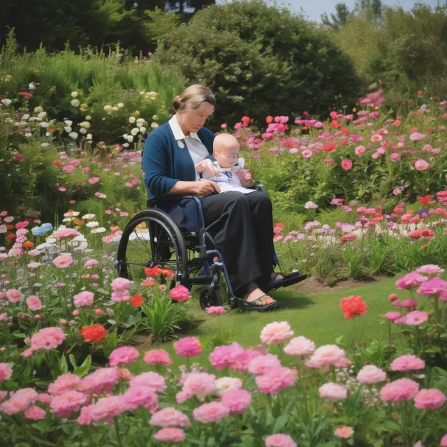 A widow or widower standing among blossoming deductions representing standard deduction advantages and dependent children.