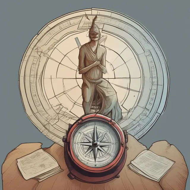 A survivor holding a compass, guiding their way through the sea of tax misconceptions, as their late spouse looks on from above