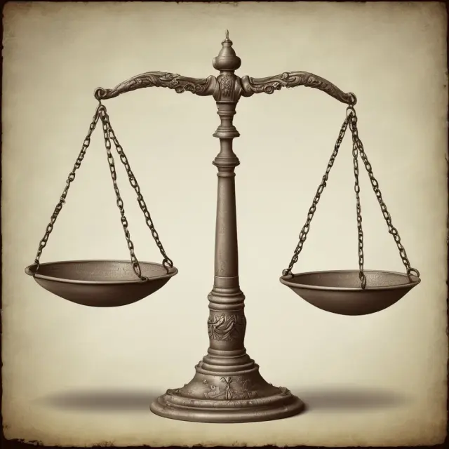 An ancient scale balances various annuity-related costs against potential returns, emphasizing informed decision-making