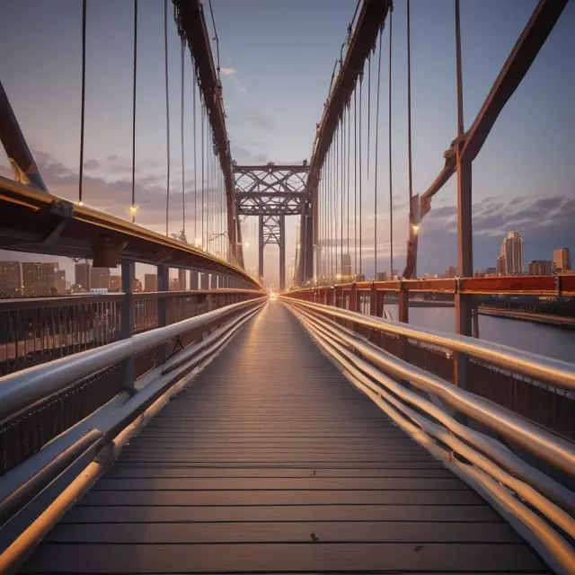 A sturdy wooden bridge symbolizes the connection between U.S. citizen and non-citizen spouses, while a secure chest within it represents their QDT ensuring estate tax savings.