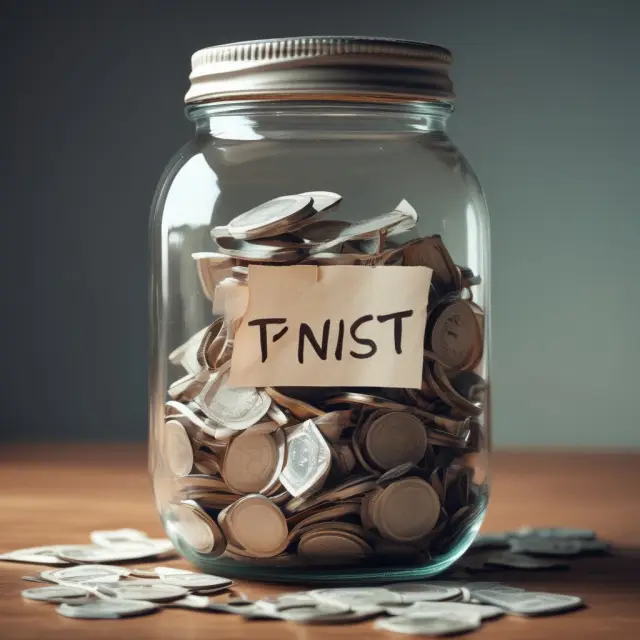 A leaking jar symbolizes the reduction in value of a qualified domestic trust due to estate tax liability upon the death of a non-citizen surviving spouse