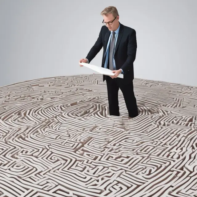 A trustee navigating through complex tax laws and estate documents, maintaining a Qualified Domestic Trust (QDOT)