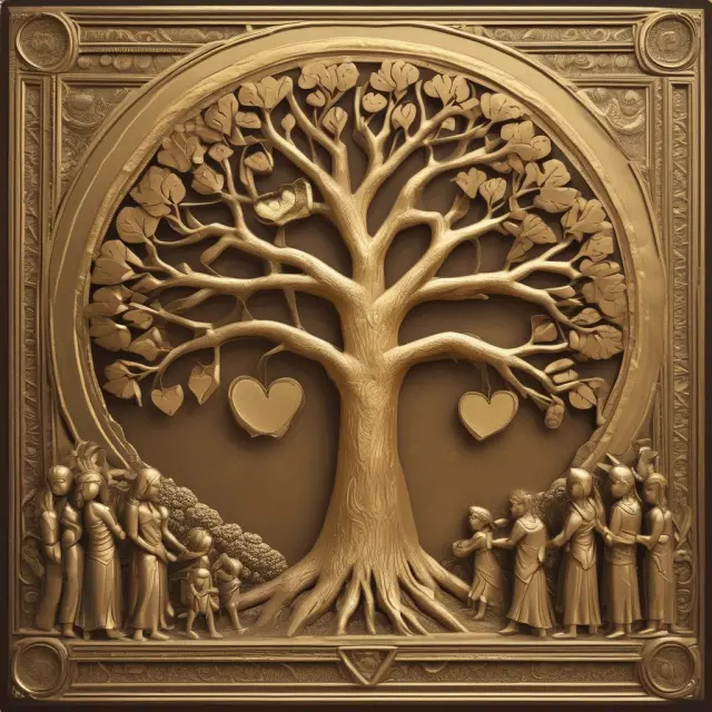 Golden heart providing financial nurture to a growing tree, symbolizing taxpayer support for a qualifying relative