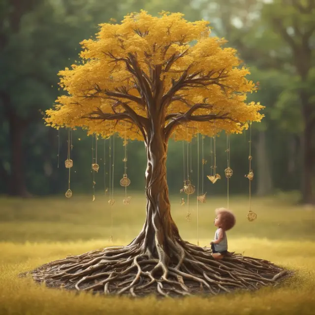 Golden tree symbolizing Child Tax Credit (CTC), Earned Income Tax Credit (EITC), and Child and Dependent Care Credit (CDCC) for taxpayers with a qualifying relative as a dependent.