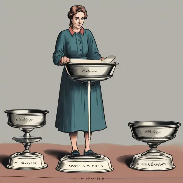A widow weighs filing status options on a scale, with pans labeled 