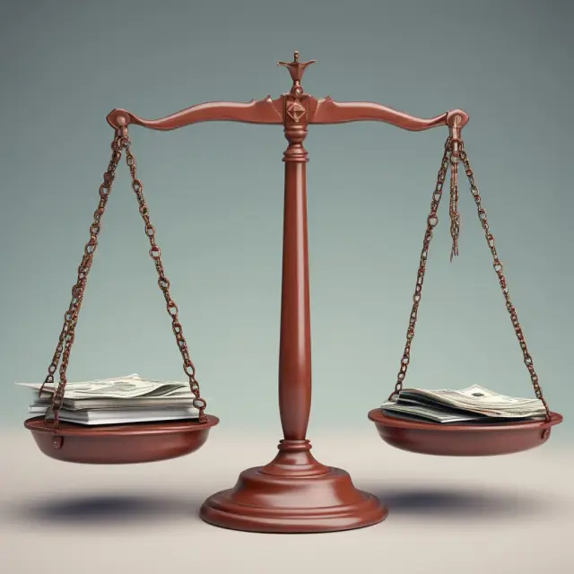 Golden scales balancing income against debt obligations, illustrating the importance of a balanced debt-to-income ratio in personal financing