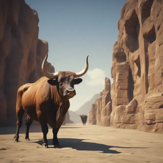 A bull representing competition faces a fortress of intellectual property protection and brand recognition, signifying a strong company