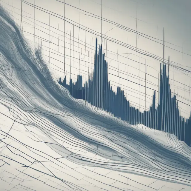 A serene ocean with statistical waves flowing around a control chart, representing the continuous monitoring and improvement of processes