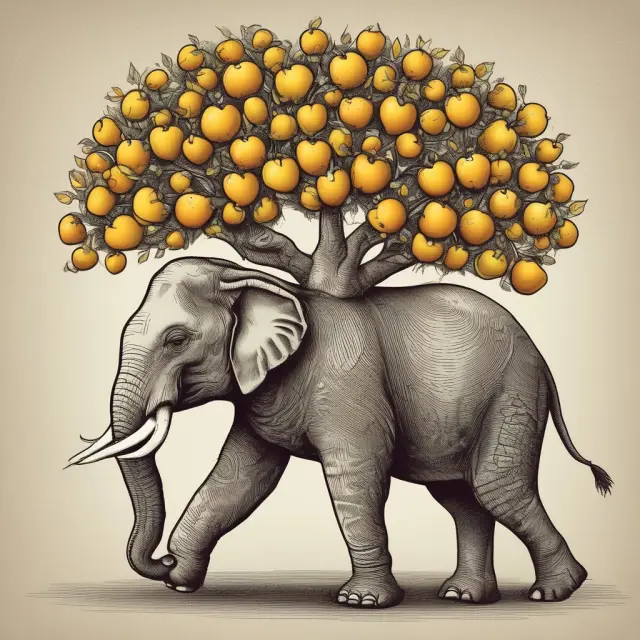 An elephant carries a golden apple tree, emphasizing the importance of high-quality, sustainable financial growth