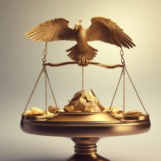 Golden scales represent net income. Phoenix symbolizes stock buybacks, with rising feathers representing fewer outstanding shares and increased earnings per share.