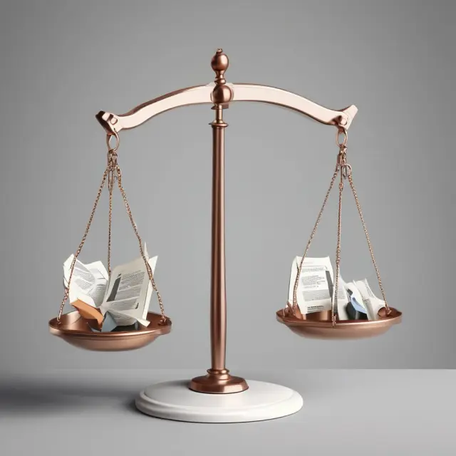 Scale with quant data (numbers and graphs) on one side and fundamental research (reports and charts) on the other, symbolizing the integration of both investment strategies.