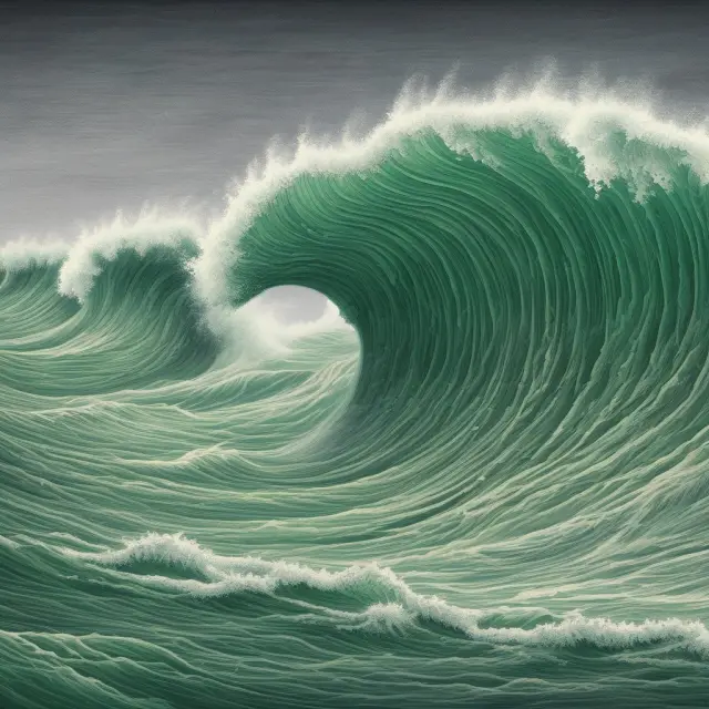 A tidal wave of green currency flooding an economy, illustrating the effects of quantitative easing