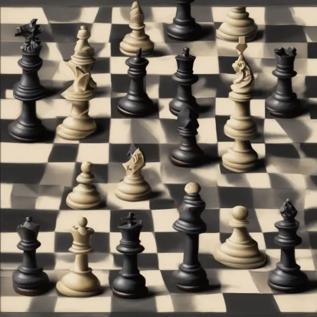 An image of a chessboard showcasing momentum investing (charging knights) and mean reversion (retreating bishops), symbolizing the quantitative trading techniques.