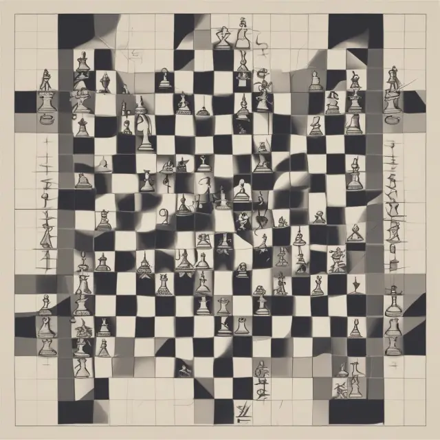 An image of a chessboard where pieces symbolize investments and financial instruments, with quantitative analysis algorithms moving them based on market trends and data