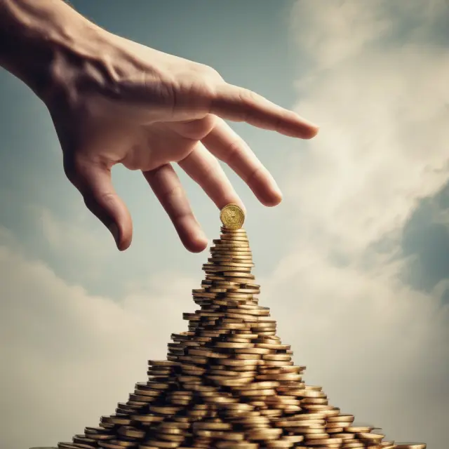 Colossal hand grabbing gold coins, representing the benefits of economies of scale through quantity discounts