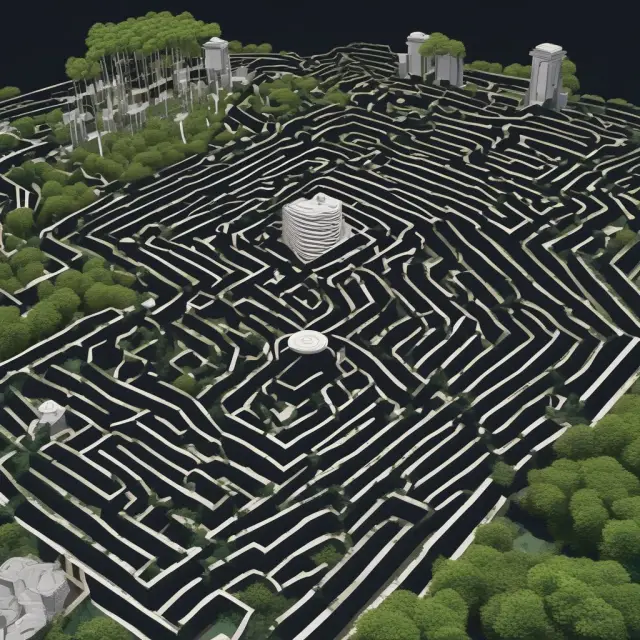 A Quanto option traverses an intricate labyrinth, with the Black-Scholes Model and Monte Carlo Simulation as guiding compasses, encountering exchange rates and asset paths along the way.
