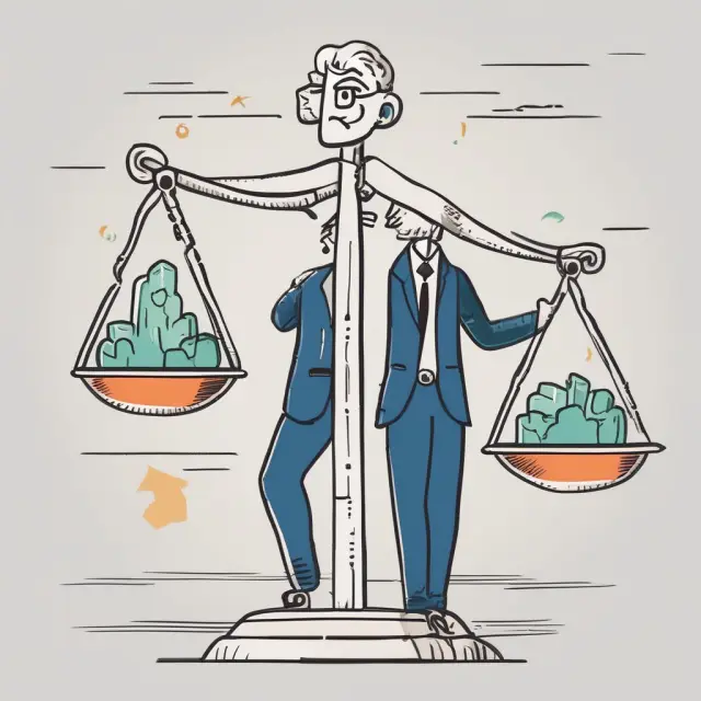 Wise investor weighs Quanto option risks and rewards on a balance scale
