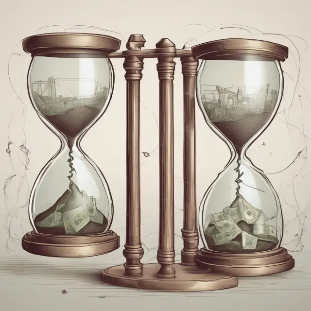 Two hourglasses connected by exchange rates and interest rate curves