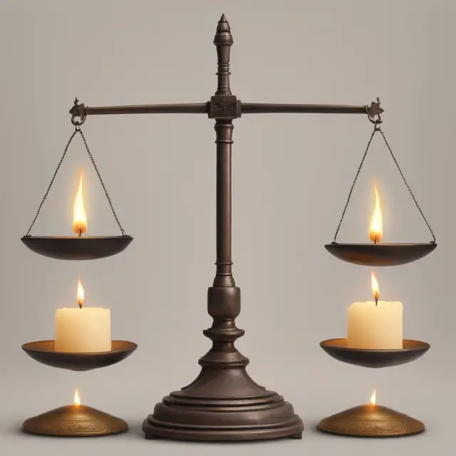 Scales weighing notional values, a clock symbolizing maturity date, and floating candles illustrating index rates in a quanto swap