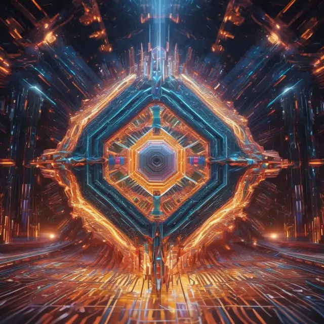 A quantum computer represented as a colorful kaleidoscope, symbolizing its transformative impact on various industries