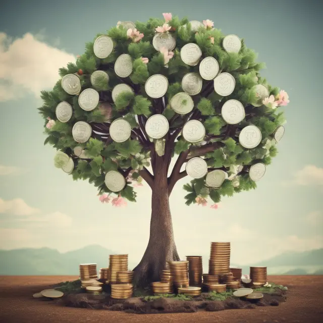 A tree with blossoming quarters representing growth between reporting periods
