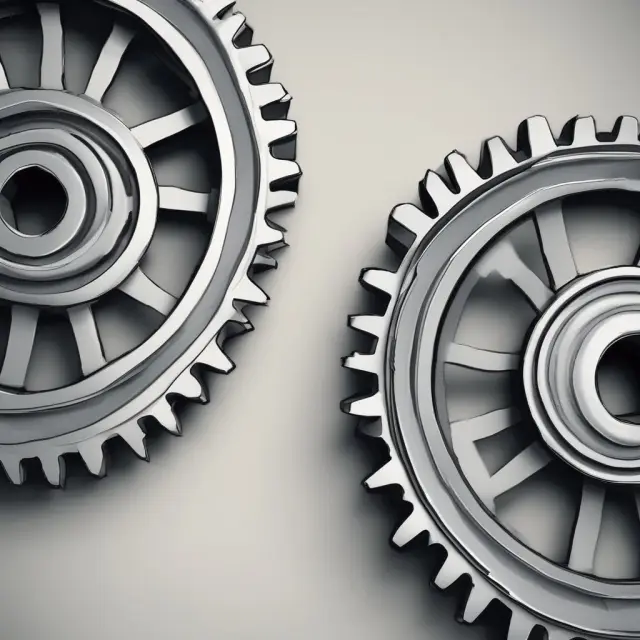 Two overlapping gears depicting uneven quarterly economic growth rates