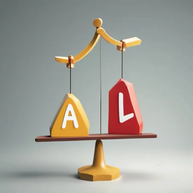 A seesaw representing quarterly revenue growth with revenue bars oscillating up and down