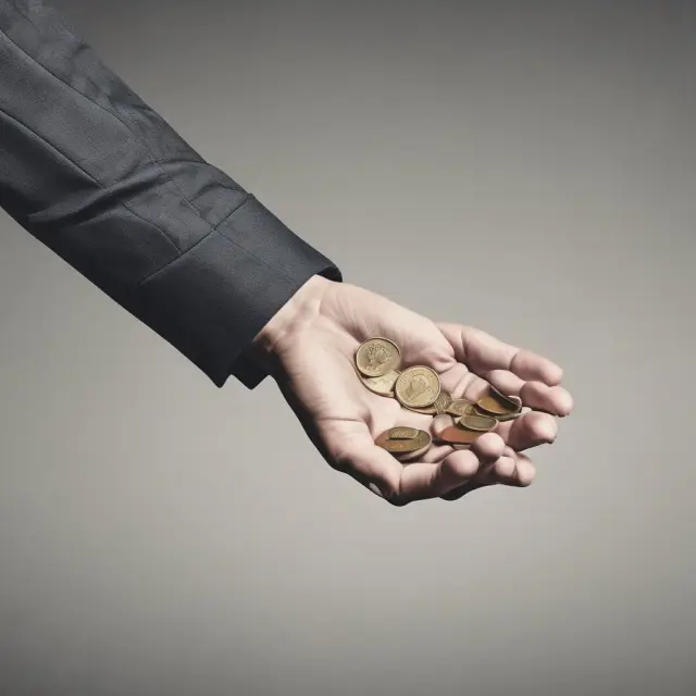 A silver coin lost in mid-air being caught by an open palm - this image represents a quasi contract where one party gains an unjust enrichment while the other suffers a loss.