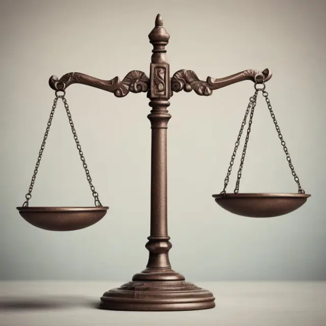 Scale representing justice balanced by equity, with a quasi contract symbol as the unseen piece restoring balance