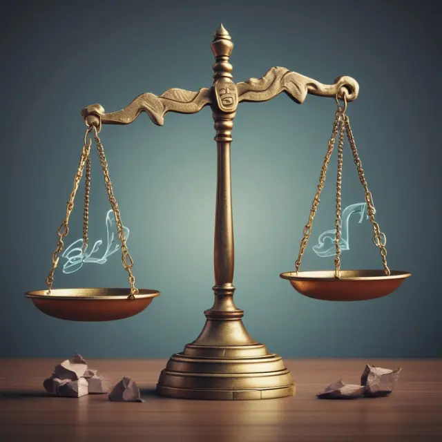 A balance scale holding three weights symbolizing quasi contract, damages, and specific performance