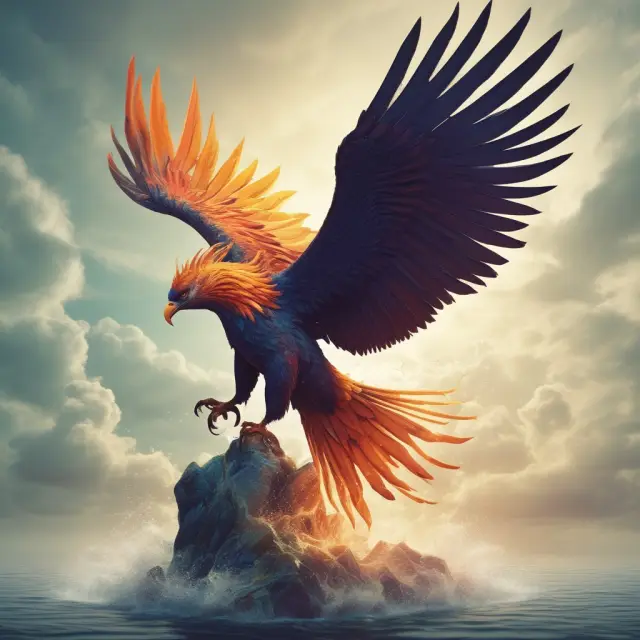 A mythical Phoenix emerging from a sea of deficits, representing the essence of a Quasi-Reorganization.