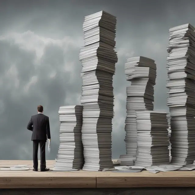 Visual representation of the transparency and risks involved in quasi-reorganizations, symbolized by a double-edged sword with a balance sheet and financial statements