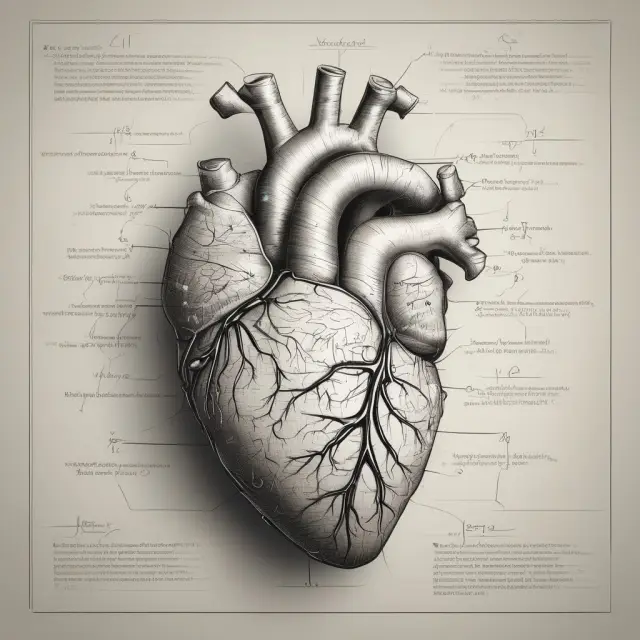 An image depicting a red human heart entwined with mathematical queuing theory formulas, illustrating the connection between human emotions and queue optimization.