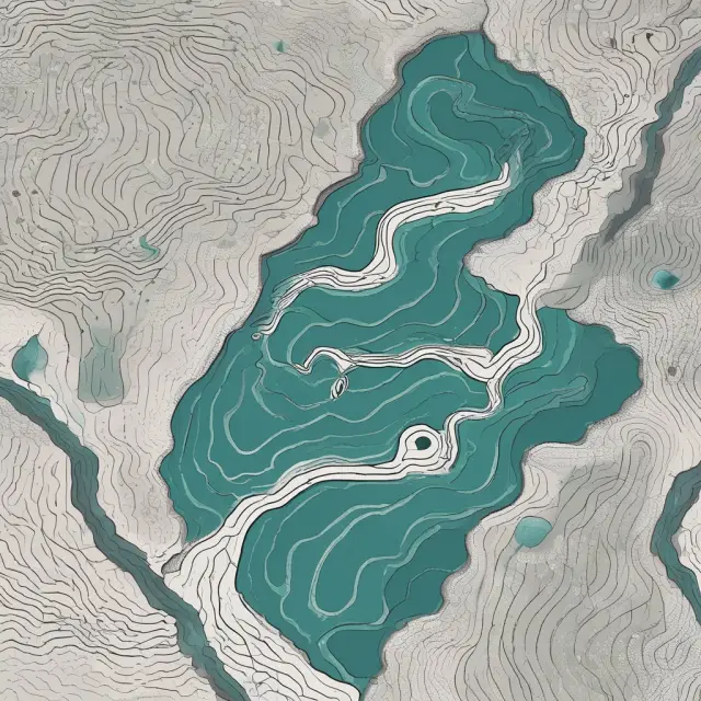 Three serene rivers symbolizing advanced queuing models - M/M/1, M/M/k, and Jackson Network. Merging into a sea of efficient systems.