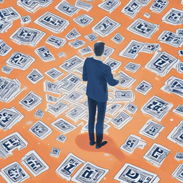 An institutional investor explores a QR code amidst vast financial data to reveal hidden insights and optimize investment strategies.