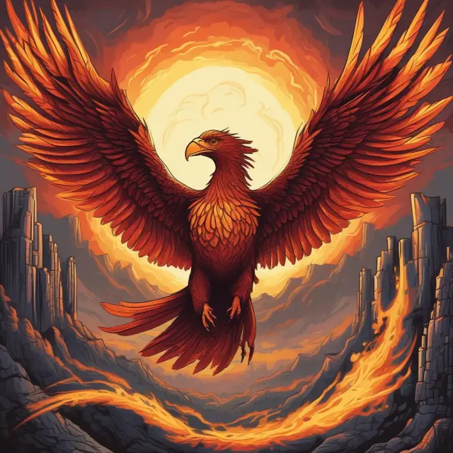 A phoenix swiftly rising from economic chaos represents the benefits of quick-rinse bankruptcies for creditors, companies, and the economy.