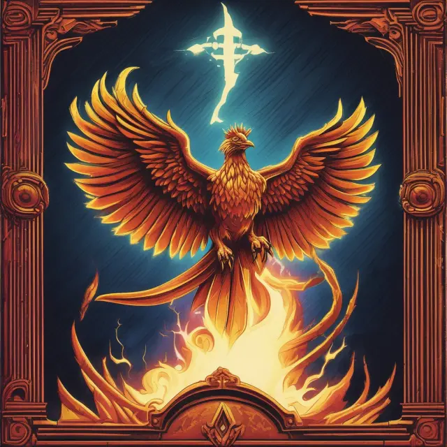Phoenix emerging from General Motors logo, representing quick-rinse bankruptcy and company