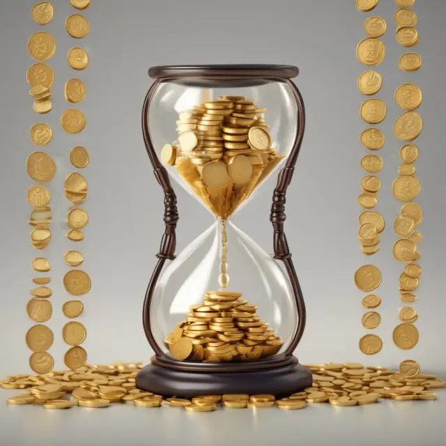 Golden coins flowing into an hourglass, representing the conversion of quick assets into cash to meet immediate obligations