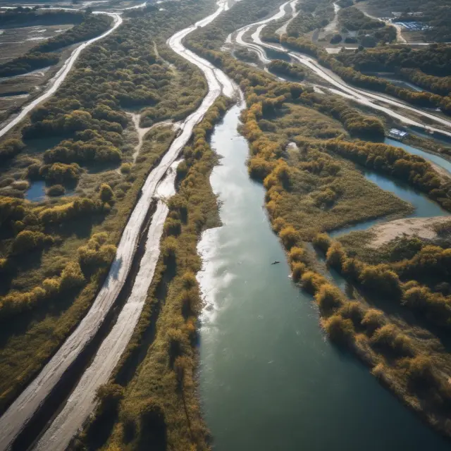 Rivers representing quick assets flow differently across industries like banks, tech, retail, and energy, revealing unique features