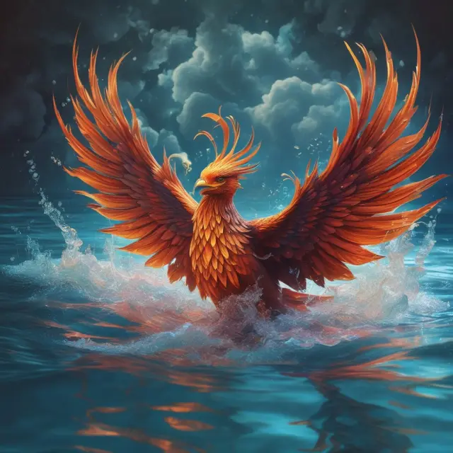 Phoenix emerging from a pool of cash, marketable securities, and accounts receivables