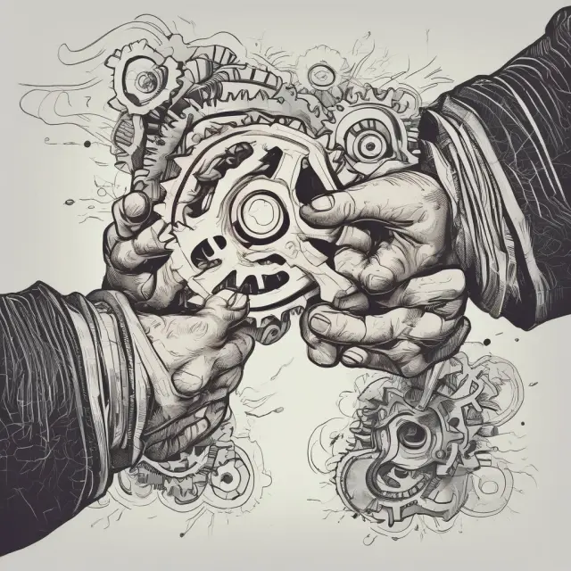 Gears representing equitable business transactions: