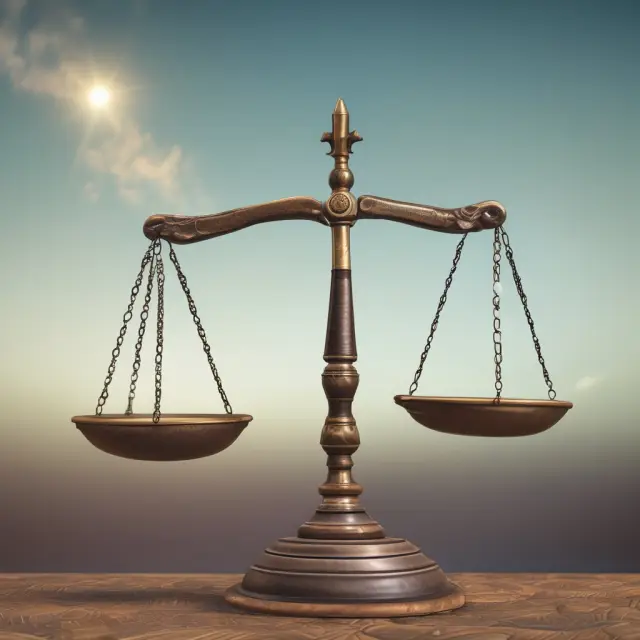 Scales balanced atop a time continuum, symbolizing the importance of quiet periods in maintaining fairness during financial transactions
