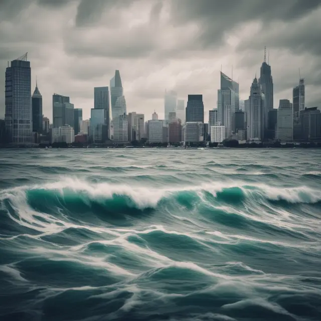 A tranquil sea carrying financial data during a quiet period in the business world