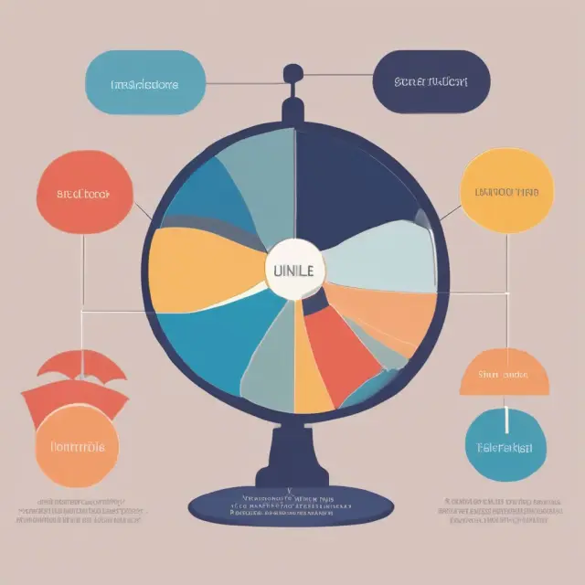A balance with five scales, each topped with a pie chart representing one economic quintile