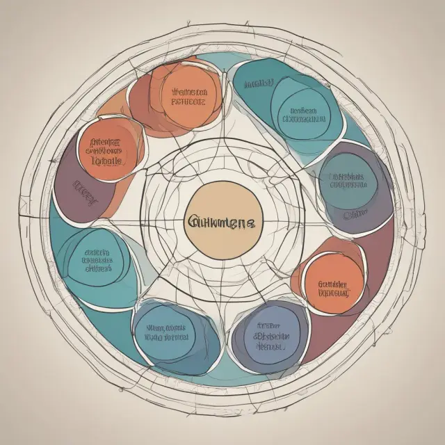 Five interconnected circles depicting quintile analysis used in psychology, sociology, and political science