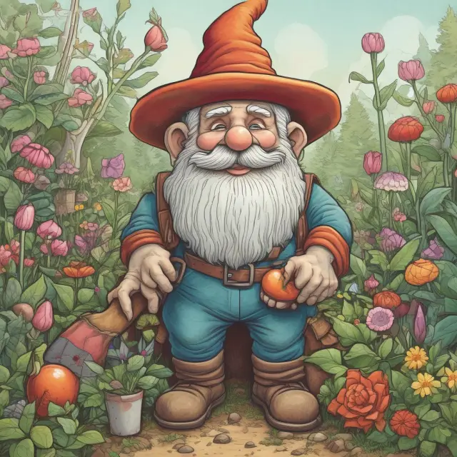 Cedant and reinsurer collaboration: A gardener nurturing policies, with a gnome offering support through premiums and risk management