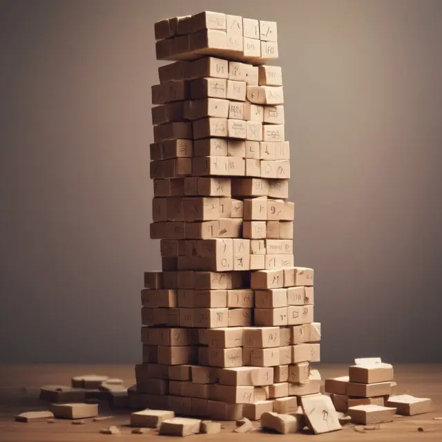 An image of an insurer playing Jenga with a tall tower representing a policy portfolio, illustrating the balance between managing moral hazard and potential large claims in quota share arrangements