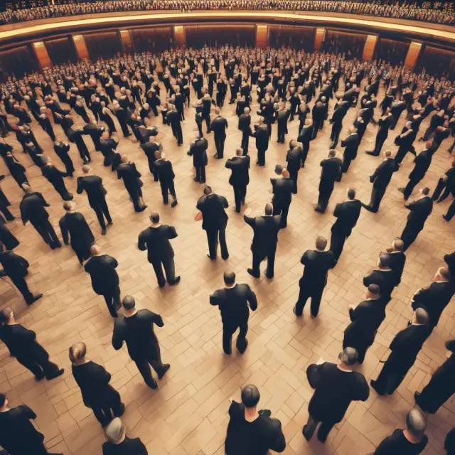 Two dancers symbolizing bid and ask prices interacting in a vibrant stock market setting. This metaphorical image highlights the importance of their dynamic relationship.