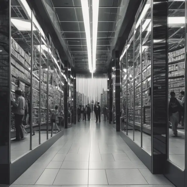 High-frequency traders manipulating quotes with mirrored reflections, symbolizing deception and potential market inefficiency